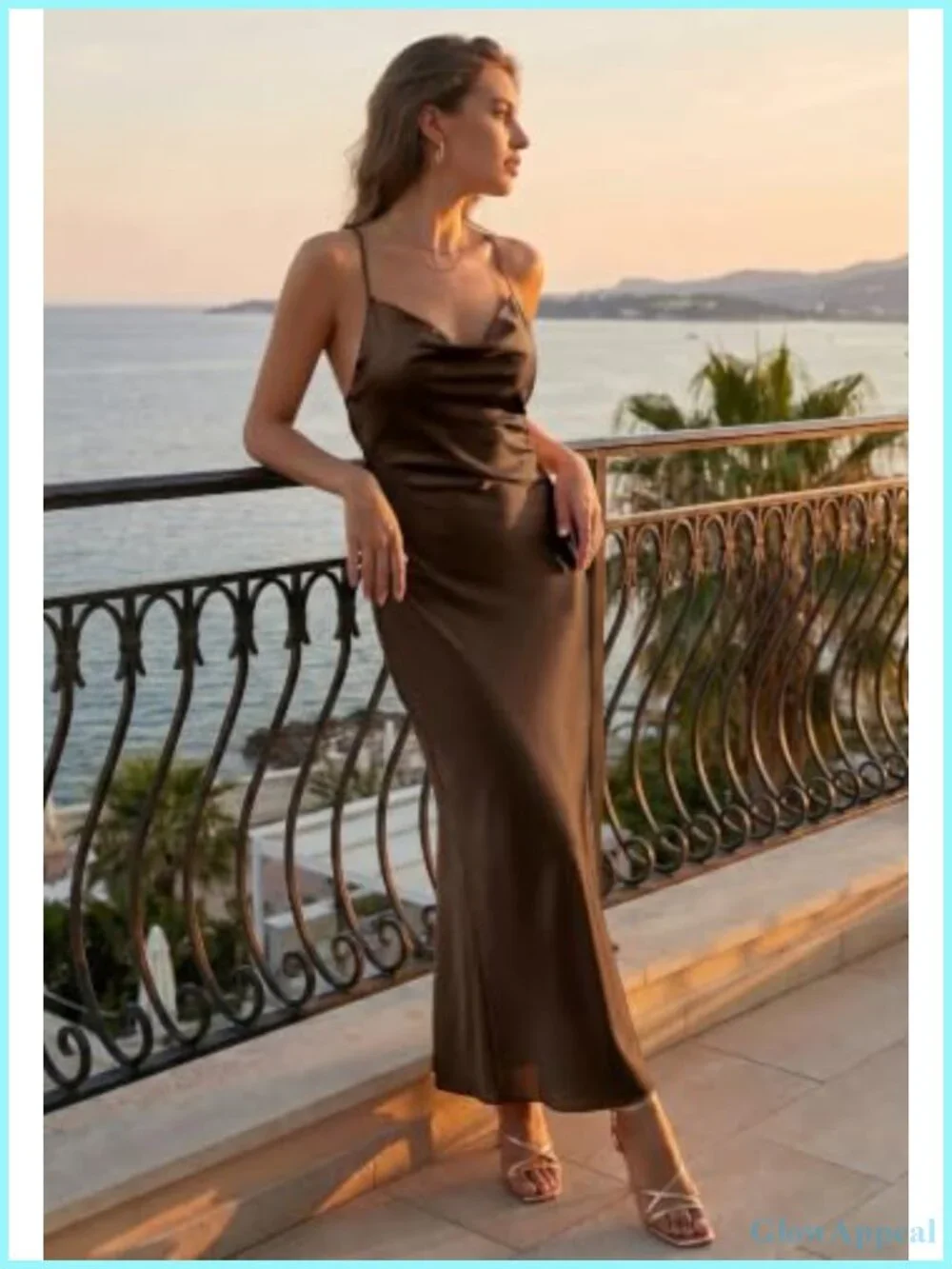 Satin Silky Slip Dress Cowl Neck Adjustable Spaghetti Straps Sleeveless